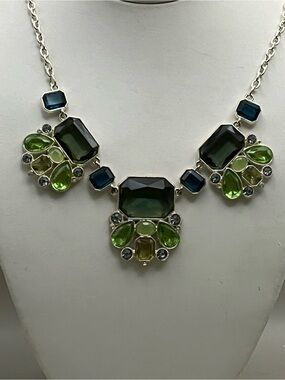 Statement Green and Blue Gemstone Necklace